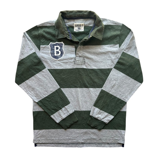 Medium Barred's Sport Green and Grey Striped Rugby Shirt