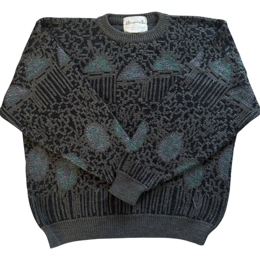 Large Alessandre B Grey Patterned Knitted Jumper