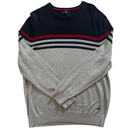 Medium Nautica Navy and Grey Knitted Jumper