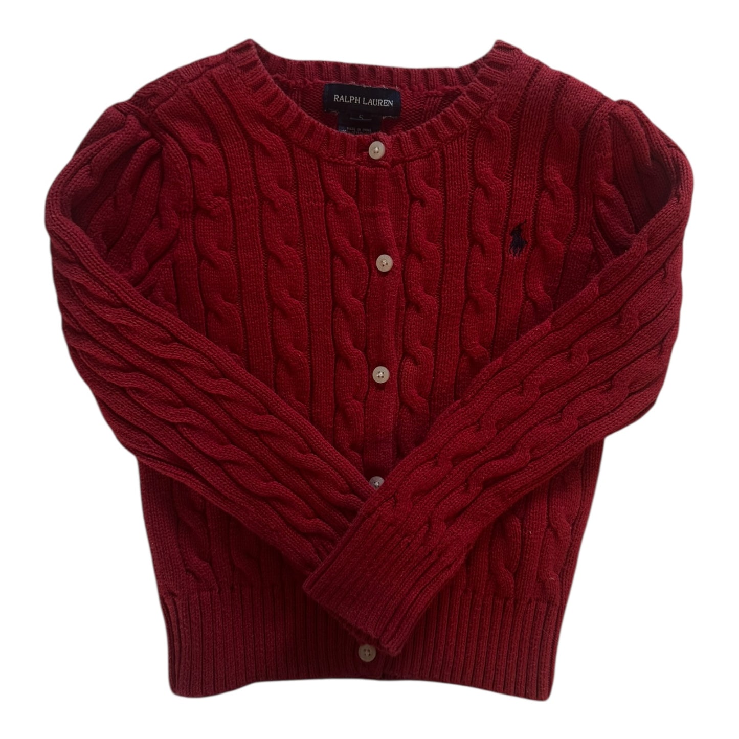 Aged 5 Ralph Lauren Red Cable Knit Cardigan
