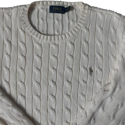 Woman’s Large Ralph Lauren White Cable Knit Jumper