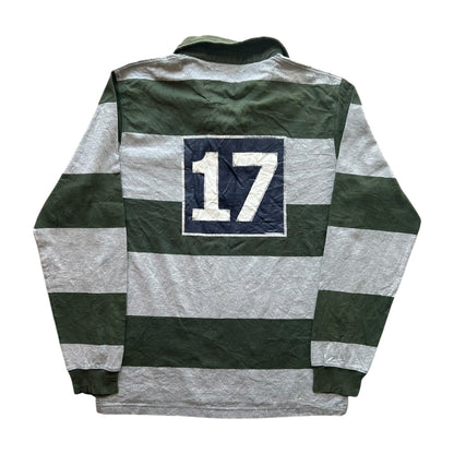 Medium Barred's Sport Green and Grey Striped Rugby Shirt