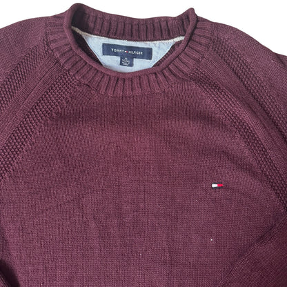 Extra Large Tommy Hilfiger Burgundy Knitted Jumper