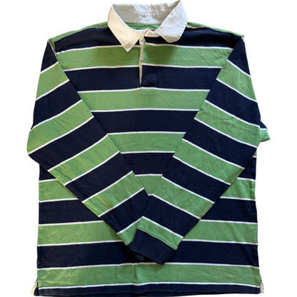 Extra Large Vitrine Sport Green and Navy Striped Rugby Shirt