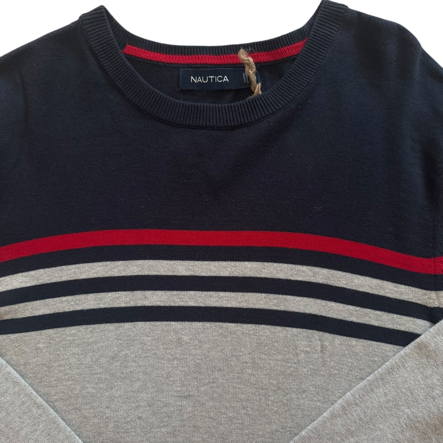 Medium Nautica Navy and Grey Knitted Jumper