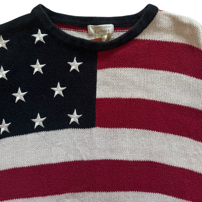 Women’s Small Christopher & Banks USA Flag Knitted Short Sleeved Jumper