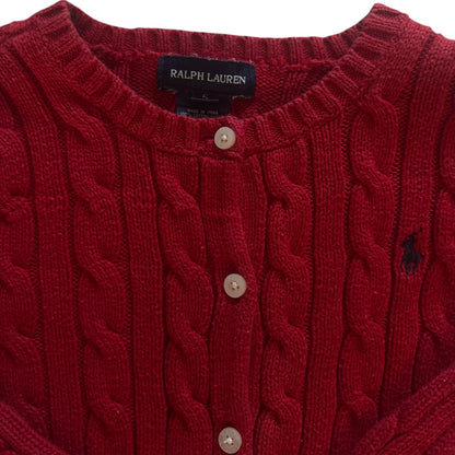 Aged 5 Ralph Lauren Red Cable Knit Cardigan