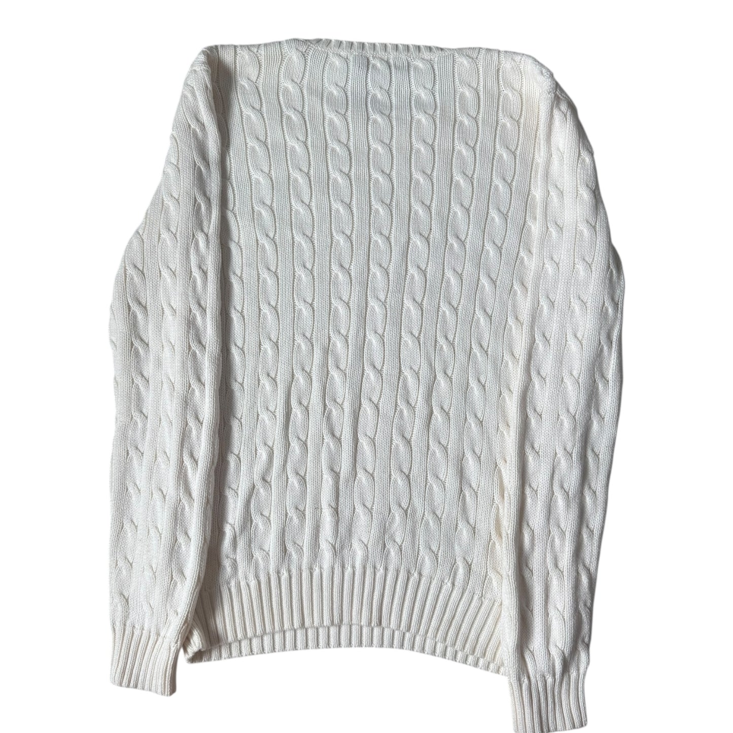 Woman’s Large Ralph Lauren White Cable Knit Jumper
