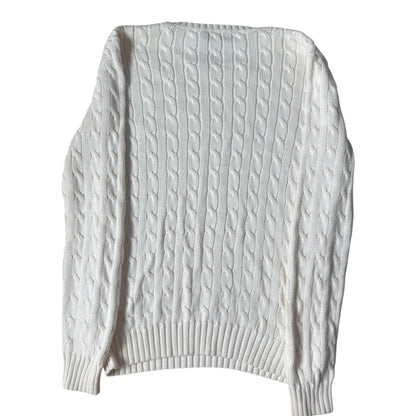 Woman’s Large Ralph Lauren White Cable Knit Jumper