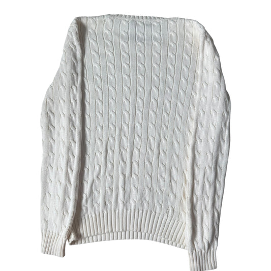 Woman’s Large Ralph Lauren White Cable Knit Jumper