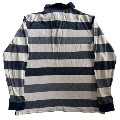 Large Atlas For Men Cream and Blue Striped Rugby Shirt