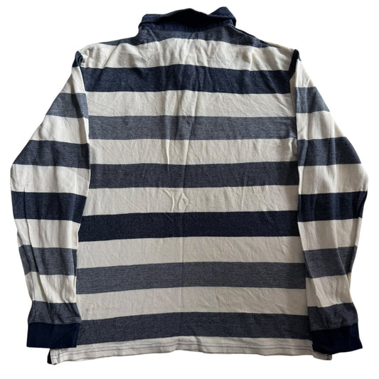 Large Atlas For Men Cream and Blue Striped Rugby Shirt