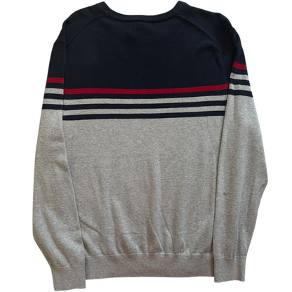 Medium Nautica Navy and Grey Knitted Jumper