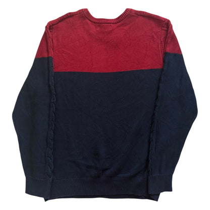 Large Nautica Navy and Red Thick Knitted Jumper