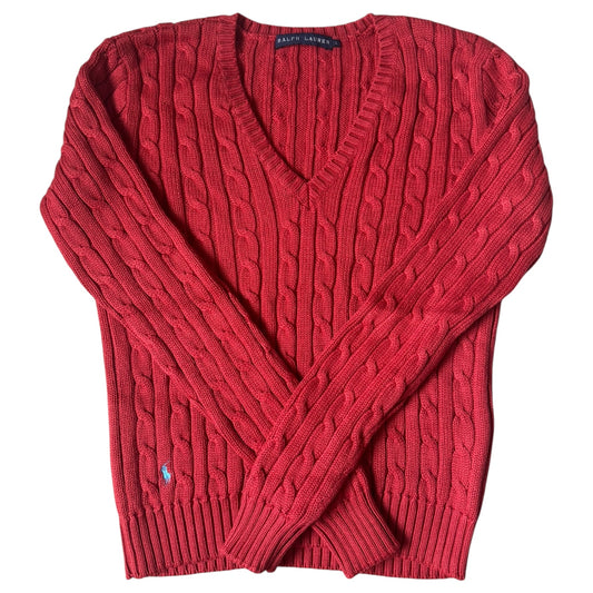 Woman’s Large Ralph Lauren Orange Cable Knit Jumper
