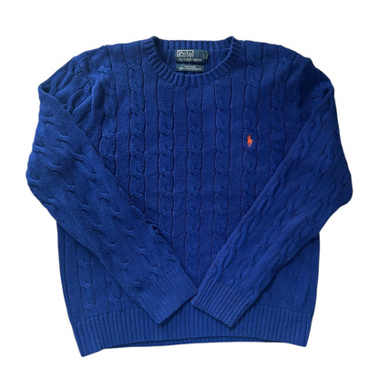 Large Ralph Lauren Blue Cable Knit Jumper