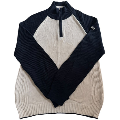 Large Nautica Navy and White Knitted 1/4 Zip