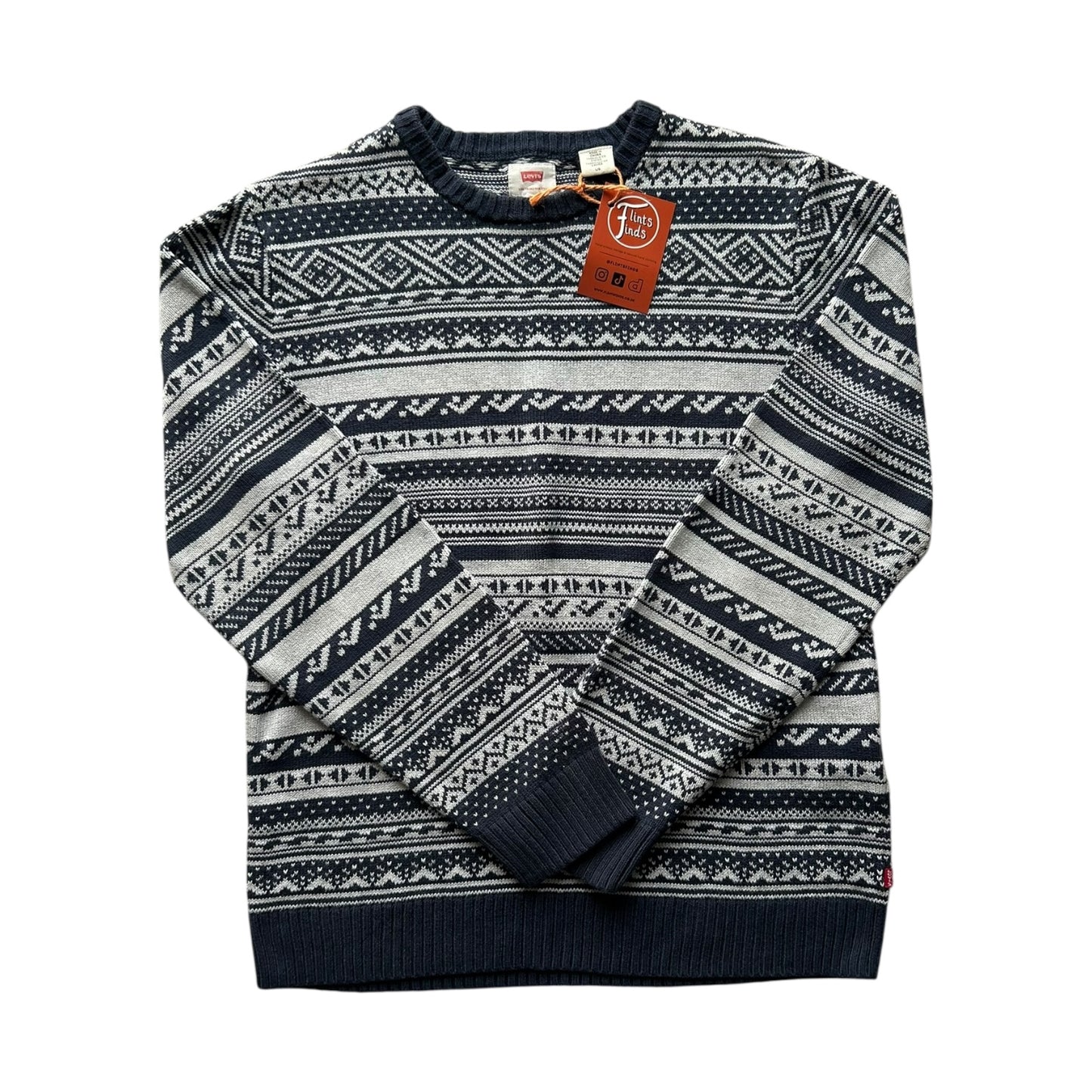 Large Levi's White and Navy Knitted Jumper
