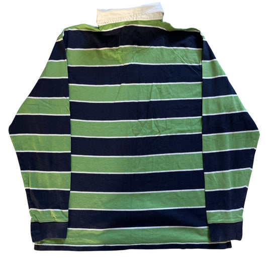 Extra Large Vitrine Sport Green and Navy Striped Rugby Shirt