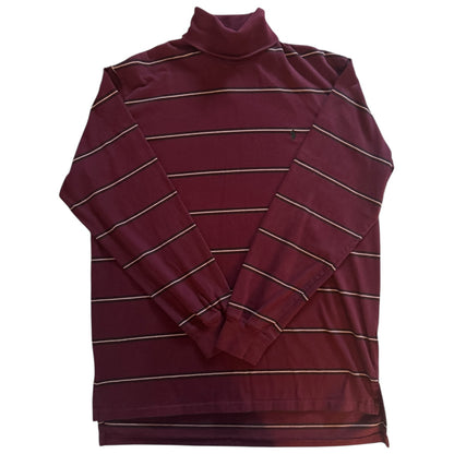 Large Ralph Lauren Burgundy Striped Long Sleeved Shirt