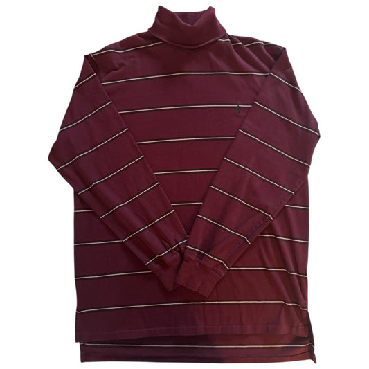 Large Ralph Lauren Burgundy Striped Long Sleeved Shirt