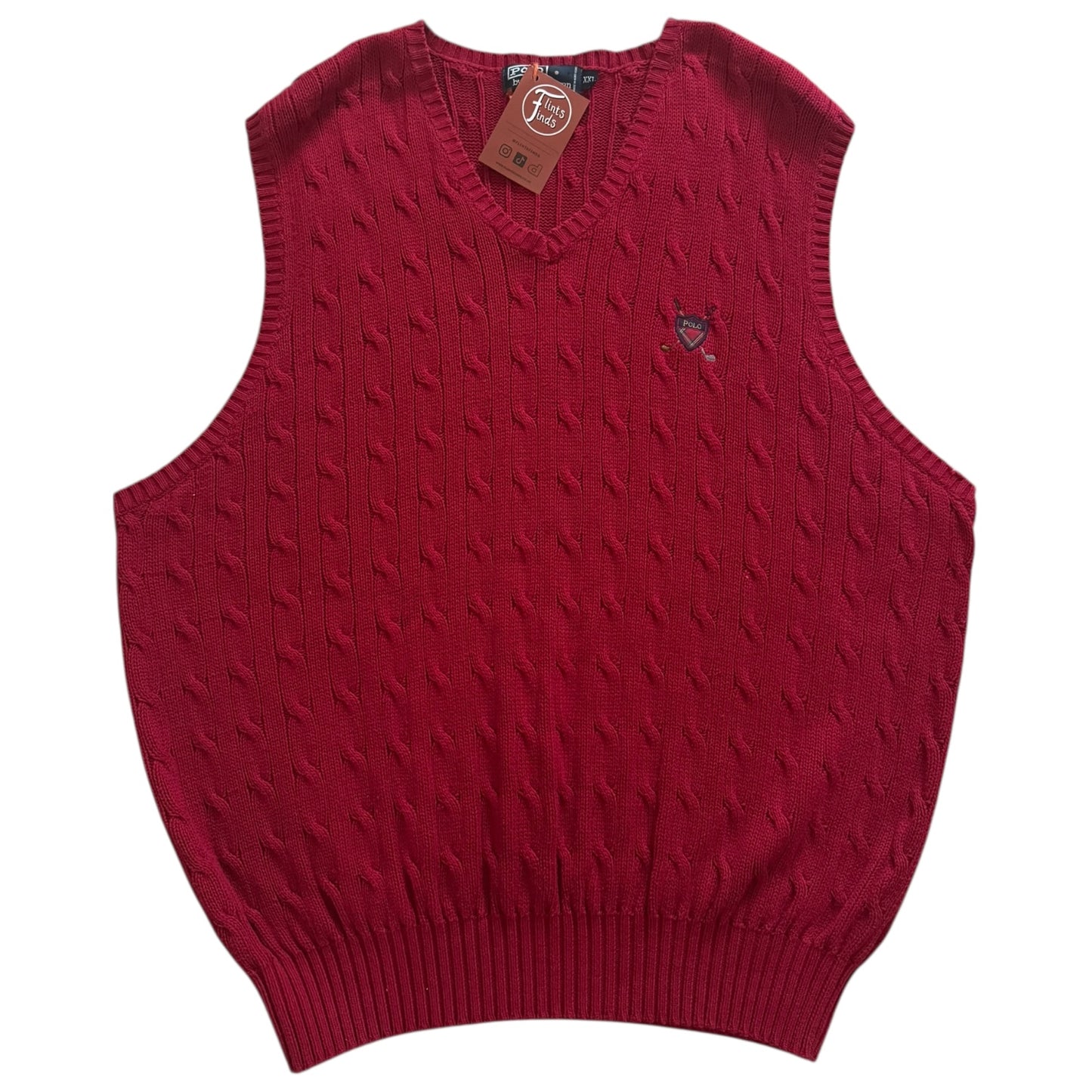 XXL Ralph Lauren Red Cable Knit Sweater Vest