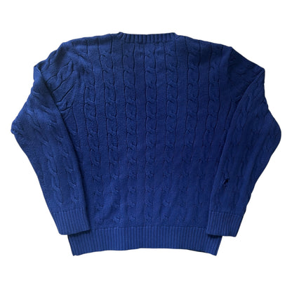 Large Ralph Lauren Blue Cable Knit Jumper