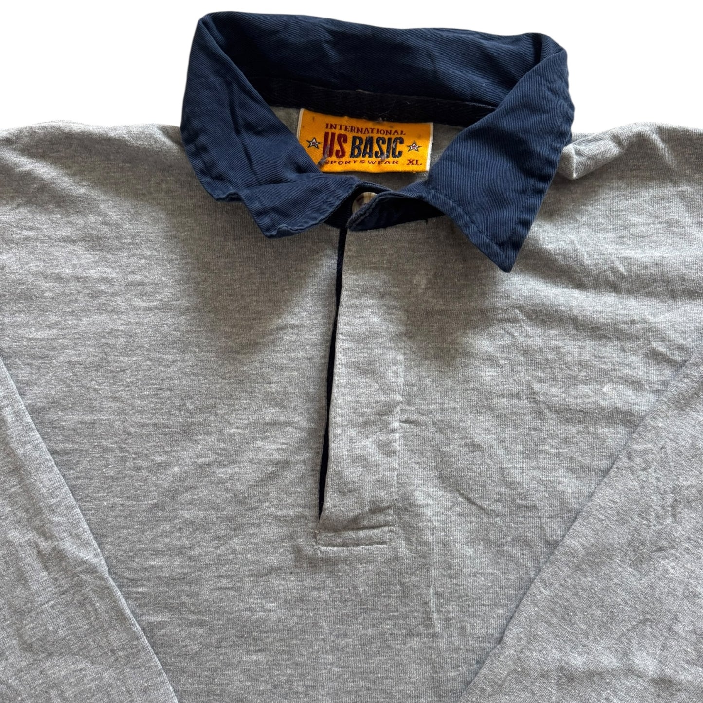 Extra Large US Basics Sportswear Grey Rugby Shirt