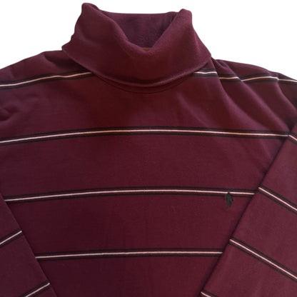 Large Ralph Lauren Burgundy Striped Long Sleeved Shirt