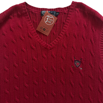 XXL Ralph Lauren Red Cable Knit Sweater Vest