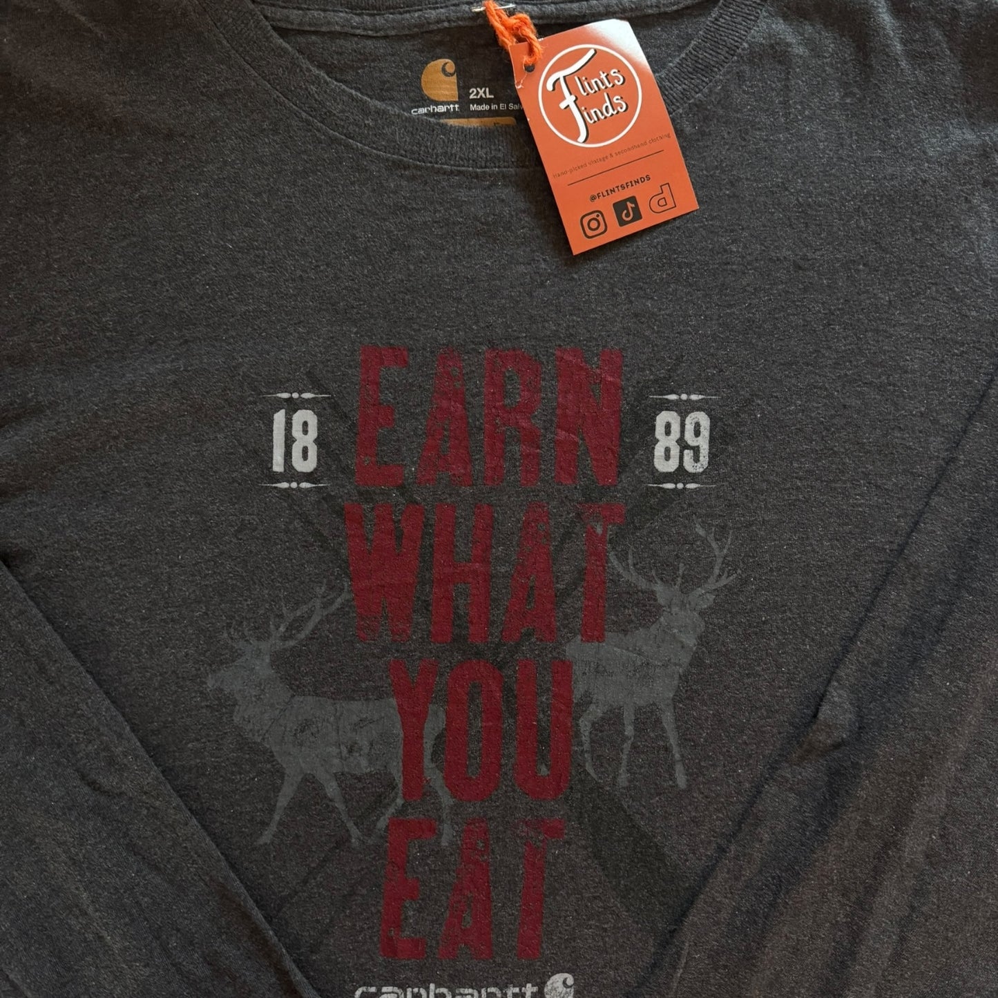 2XL Carhartt Grey Long Sleeved T-Shirt