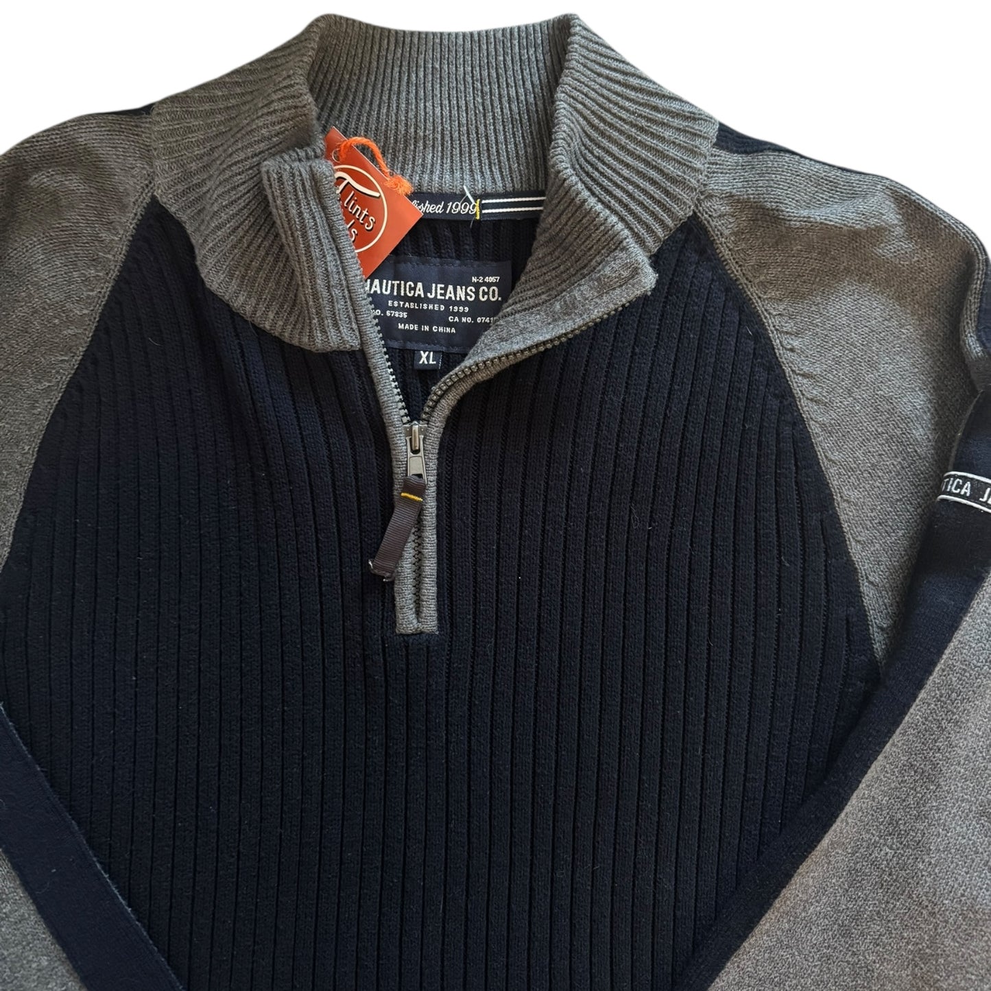 Extra Large Nautica Navy and Grey Knitted 1/4 Zip