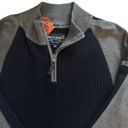 Extra Large Nautica Navy and Grey Knitted 1/4 Zip