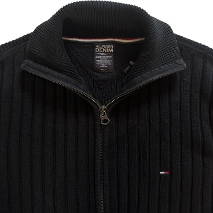 Extra Large Tommy Hilfiger Black Knitted Zip Up Jumper