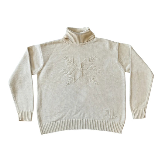 Womans Large Ralph Lauren White Turtle Neck Jumper