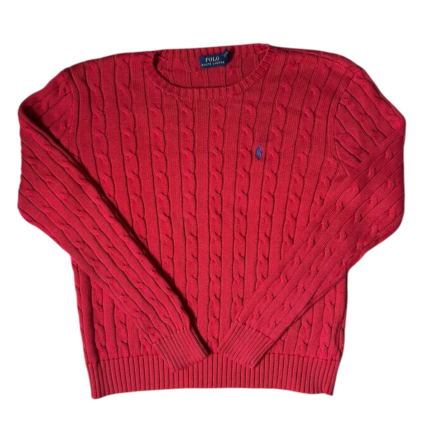 Woman’s Large Ralph Lauren Red Cable Knit Jumper
