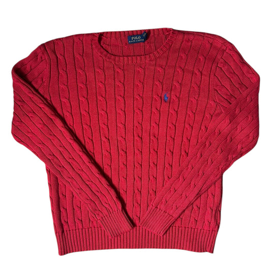 Woman’s Large Ralph Lauren Red Cable Knit Jumper