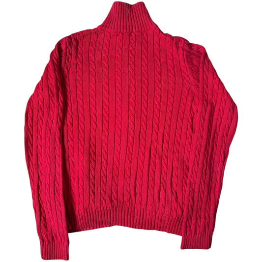 Women’s Medium Ralph Lauren Red Full Zip Cable Knit Jumper