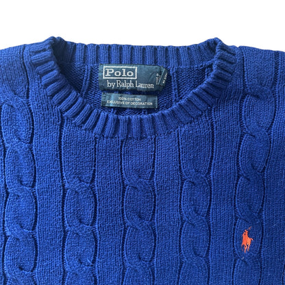 Large Ralph Lauren Blue Cable Knit Jumper