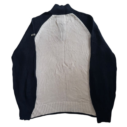 Large Nautica Navy and White Knitted 1/4 Zip