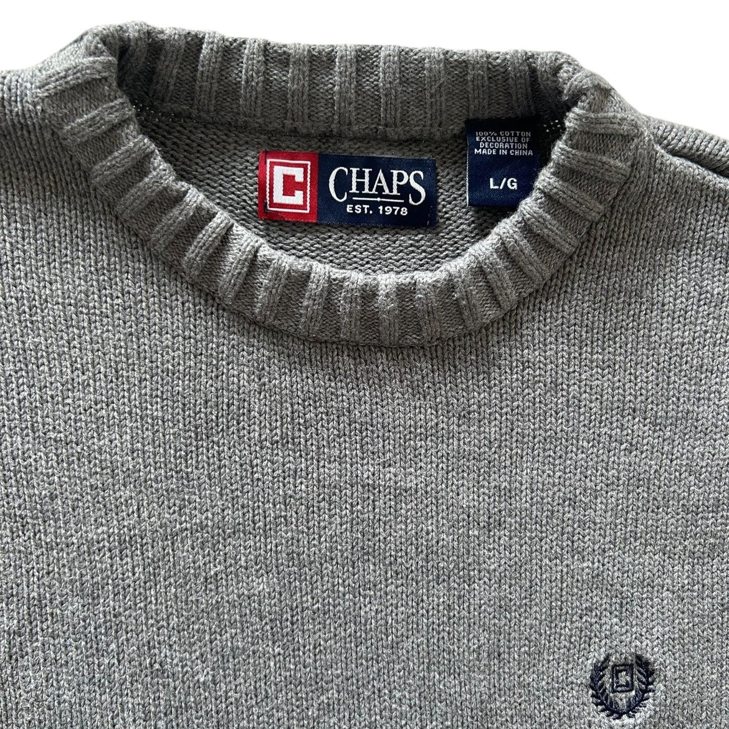 Large Chaps Grey Knitted Jumper