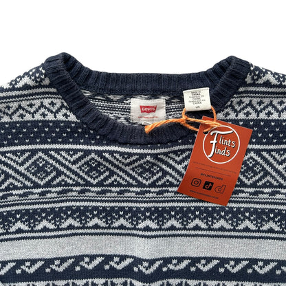 Large Levi's White and Navy Knitted Jumper
