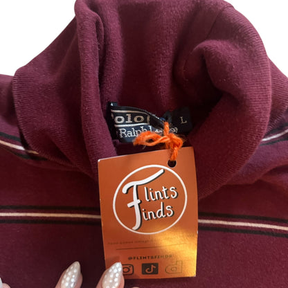 Large Ralph Lauren Burgundy Striped Long Sleeved Shirt