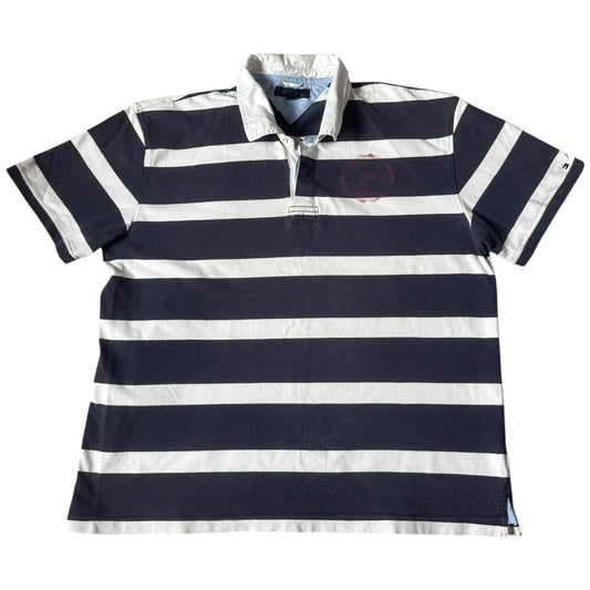 XXL Tommy Hilfiger Navy and White Striped Polo Shirt