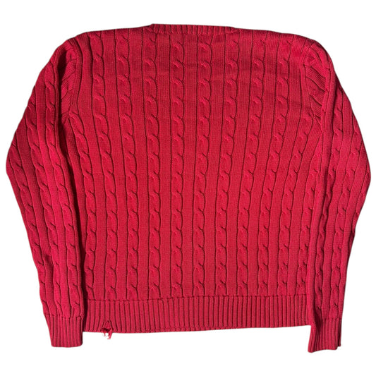 Woman’s Large Ralph Lauren Red Cable Knit Jumper