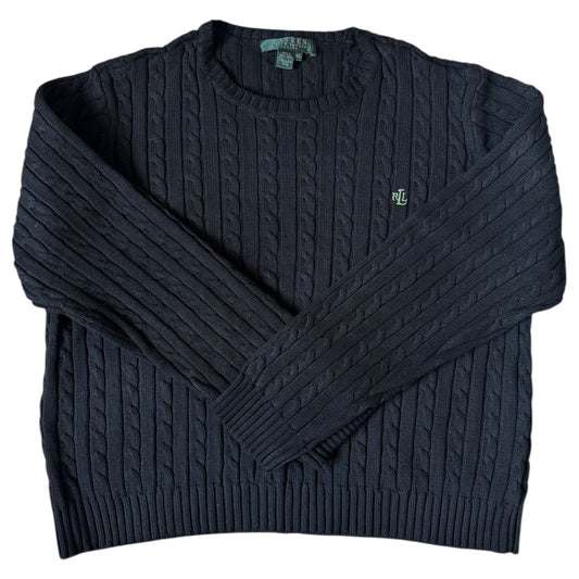 Women’s Petite Small Ralph Lauren Black Cable Knit Jumper