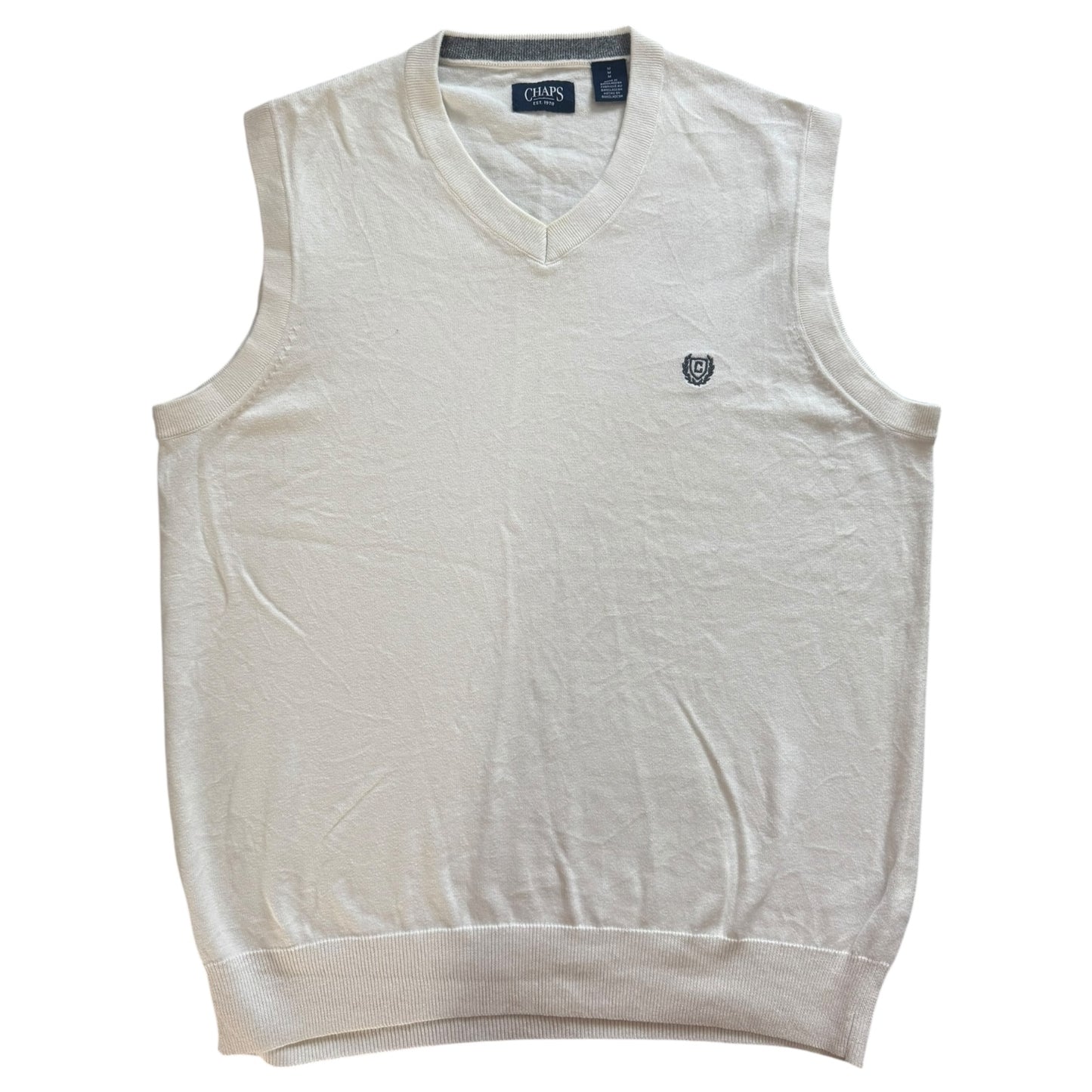 Medium Chaps White Knitted Sweater Vest