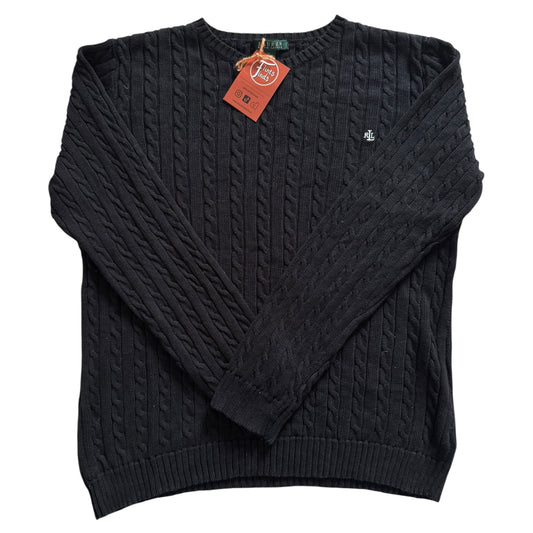 Women’s Extra Large Ralph Lauren Black Cable Knit Jumper