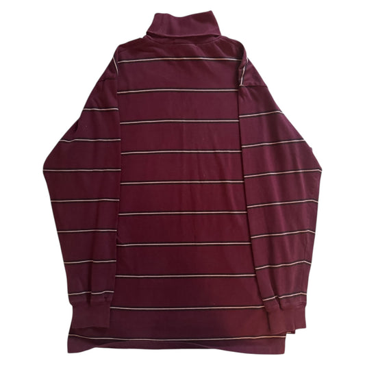 Large Ralph Lauren Burgundy Striped Long Sleeved Shirt