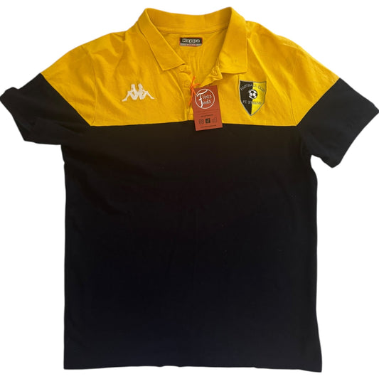 Large Kappa FC Steene Black and Yellow Polo Shirt